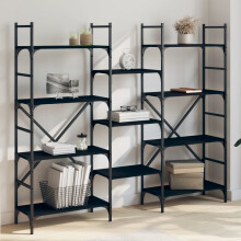 Berkfield Bookshelf Black 160x28.5x136.5 cm Engineered Wood