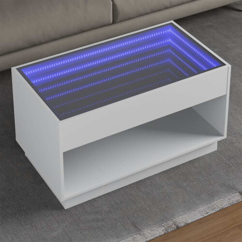 Berkfield Coffee Table with Infinity LED White 90x50x50 cm