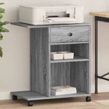 Berkfield Printer Stand with Wheels Grey Sonoma 60x40x68.5 cm