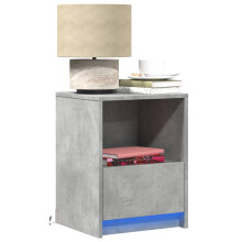 Berkfield Bedside Cabinets with LED Lights 2 pcs Concrete Grey Engineered Wood