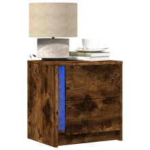 Berkfield Bedside Cabinets with LED Lights 2 pcs Smoked Oak Engineered Wood