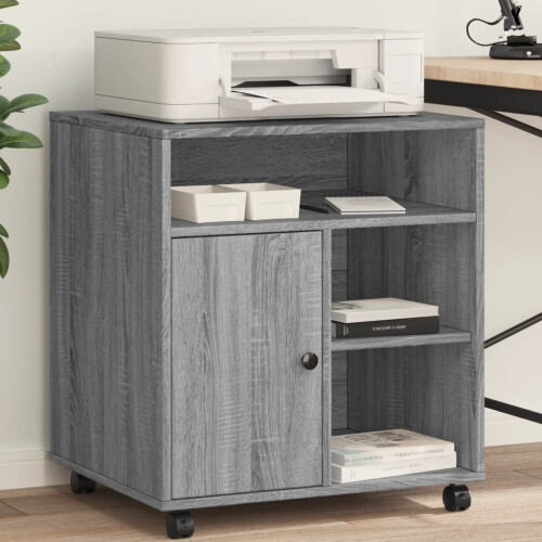 Berkfield Printer Stand with Wheels Grey Sonoma 60x50x67 cm