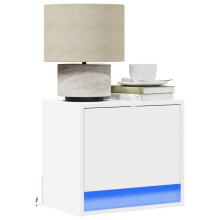 Berkfield Wall-mounted Bedside Cabinets with LED Lights 2 pcs White