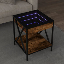 Berkfield Coffee Table with Infinity LED Smoked Oak 40x40x49 cm