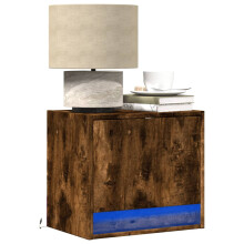 Berkfield Wall-mounted Bedside Cabinets with LED Lights 2 pcs Smoked Oak