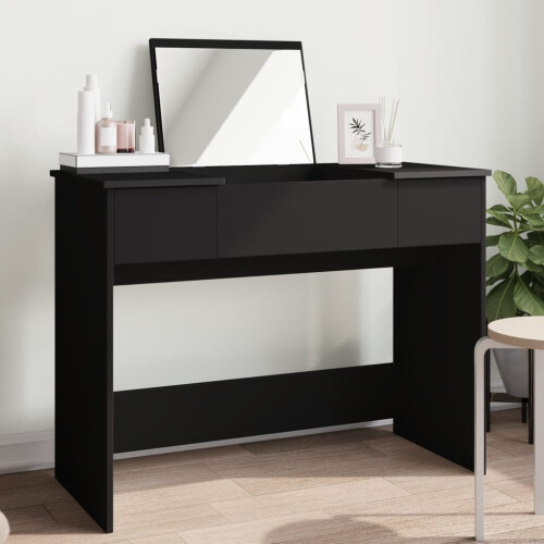 Berkfield Dressing Table with Mirror Black 100x45x76 cm