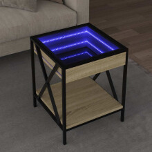Berkfield Coffee Table with Infinity LED Sonoma Oak 40x40x49 cm