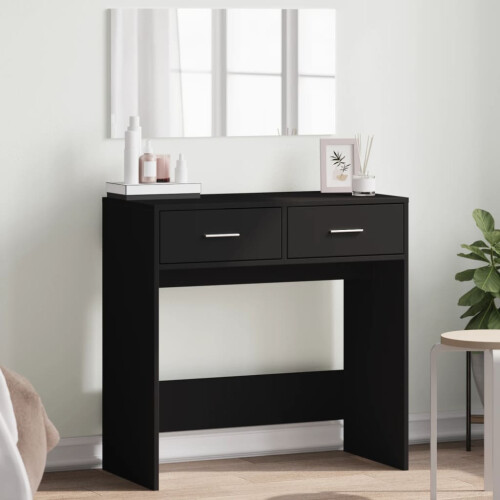 Berkfield Dressing Table with Mirror Black 80x39x80 cm