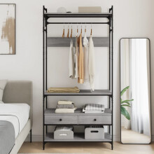 Berkfield Wardrobe with Drawers Grey Sonoma 89x39x184.5 cm Engineered Wood