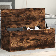 Berkfield Storage Box Smoked Oak 90x35x35 cm Engineered Wood