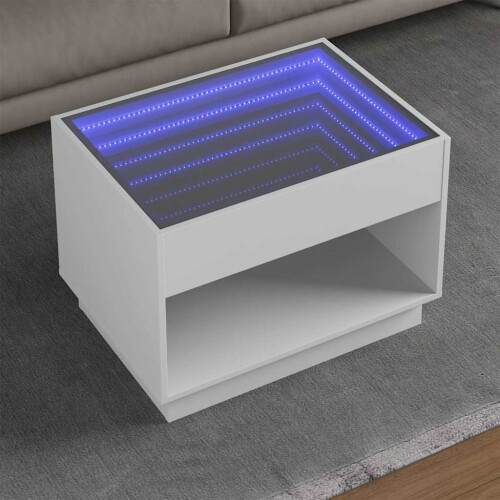 Berkfield Coffee Table with Infinity LED White 70x50x50 cm
