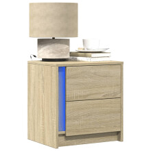 Berkfield Bedside Cabinets with LED Lights 2 pcs Sonoma Oak Engineered Wood
