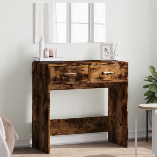 Berkfield Dressing Table with Mirror Smoked Oak 80x39x80 cm