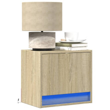 Berkfield Wall-mounted Bedside Cabinets with LED Lights 2 pcs Sonoma Oak