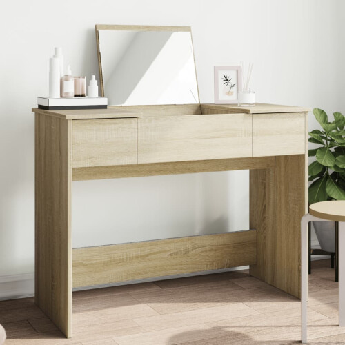 Berkfield Dressing Table with Mirror Sonoma Oak 100x45x76 cm