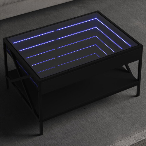 Berkfield Coffee Table with Infinity LED Black 70x50x38 cm