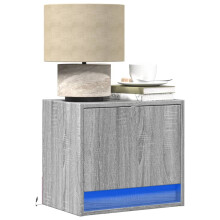 Berkfield Wall-mounted Bedside Cabinets with LED Lights 2 pcs Grey Sonoma