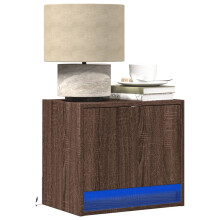 Berkfield Wall-mounted Bedside Cabinets with LED Lights 2 pcs Brown Oak