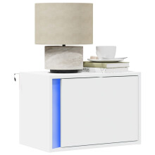 Berkfield Wall-mounted Bedside Cabinet with LED Lights White