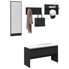 Berkfield 4 Piece Hallway Furniture Set Black Engineered Wood