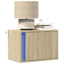 Berkfield Wall-mounted Bedside Cabinet with LED Lights Sonoma Oak