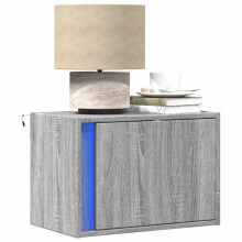 Berkfield Wall-mounted Bedside Cabinets with LED Lights 2 pcs Grey Sonoma