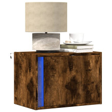 Berkfield Wall-mounted Bedside Cabinets with LED Lights 2 pcs Smoked Oak