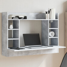 Berkfield Wall-Mounted Desk Concrete Grey 105x48x75 cm Engineered Wood