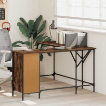 Berkfield Desk Smoked Oak 141x141x75 cm Engineered Wood