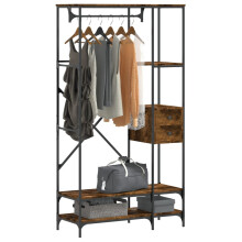 Berkfield Clothes Rack with Shelves Smoked Oak Engineered Wood