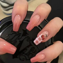 24 Pcs Press on Coffin Nails Set for Women, Salon‑Style Acrylic False Nails with Glue, Easy Trim & Durable