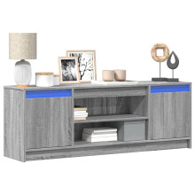 Berkfield TV Cabinet with LED Grey Sonoma 139.5x34x50 cm Engineered Wood