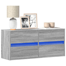 Berkfield TV Wall Cabinet with LED Lights Grey Sonoma 100x31x45 cm