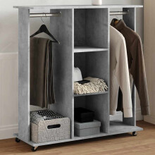 Berkfield Wardrobe with Wheels Concrete Grey 102x38x110 cm Engineered Wood