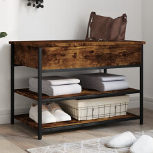 Berkfield Shoe Bench Smoked Oak 70x42.5x50 cm Engineered Wood