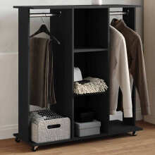Berkfield Wardrobe with Wheels Black 102x38x110 cm Engineered Wood