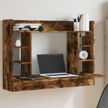 Berkfield Wall-Mounted Desk Smoked Oak 105x48x75 cm Engineered Wood