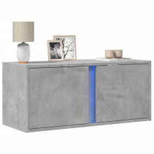 Berkfield TV Wall Cabinet with LED Lights Concrete Grey 80x31x35 cm