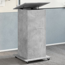 Berkfield Lectern with Wheels & Drawer Concrete Grey 55x55x107 cm Engineered Wood