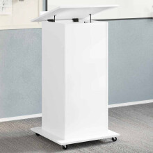 Berkfield Lectern with Wheels & Drawer White 55x55x107 cm Engineered Wood