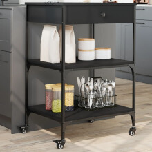 Berkfield Kitchen Trolley Black 60x48x89.5 cm Engineered Wood
