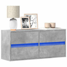 Berkfield TV Wall Cabinet with LED Lights Concrete Grey 100x31x45 cm