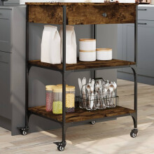 Berkfield Kitchen Trolley Smoked Oak 60x48x89.5 cm Engineered Wood