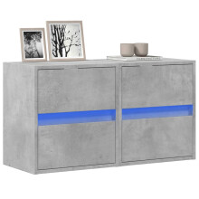 Berkfield TV Wall Cabinets with LED Lights 2 pcs Concrete Grey 41x31x45 cm
