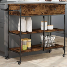 Berkfield Kitchen Trolley Smoked Oak 105x42x95 cm Engineered Wood