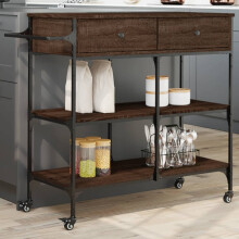 Berkfield Kitchen Trolley Brown Oak 105x42x95 cm Engineered Wood