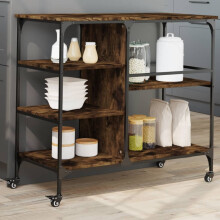Berkfield Kitchen Trolley Smoked Oak 100x45x89.5 cm Engineered Wood
