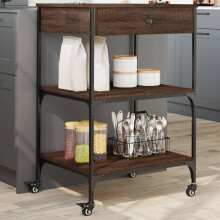Berkfield Kitchen Trolley Brown Oak 60x48x89.5 cm Engineered Wood