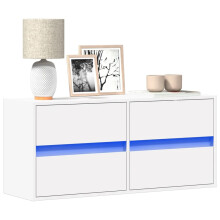 Berkfield TV Wall Cabinet with LED Lights White 100x31x45 cm