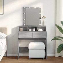 Berkfield Dressing Table with LED Grey Sonoma 80x41x144.5 cm